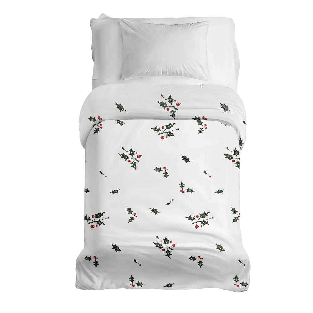 Coperta terapeutica originale - Rivestimento in cotone bianco con rami di vischio