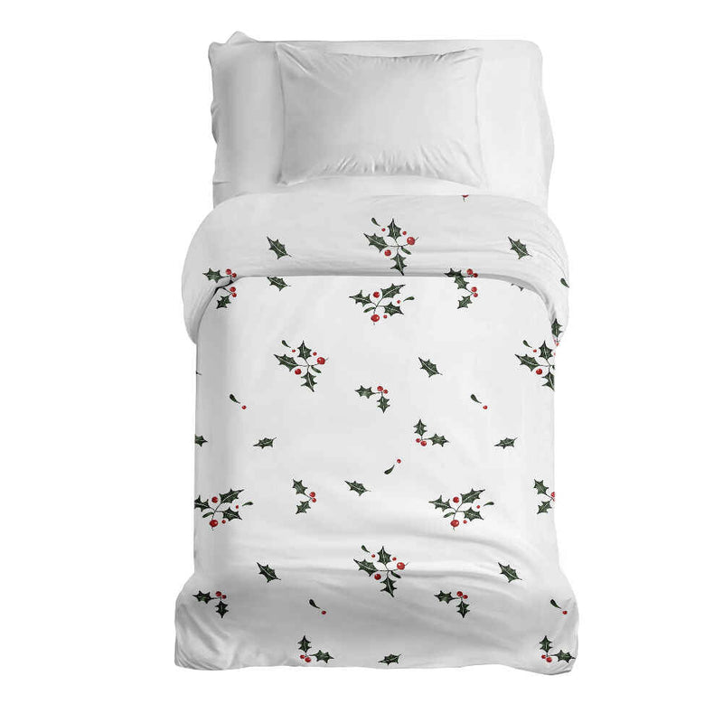 Coperta terapeutica originale - Rivestimento in cotone bianco con rami di vischio