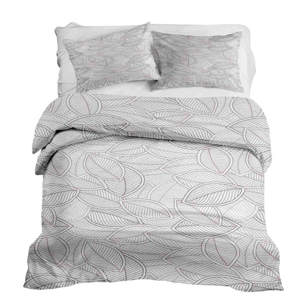 Set di biancheria da letto con coperte terapeutiche e foglie di palma grigie