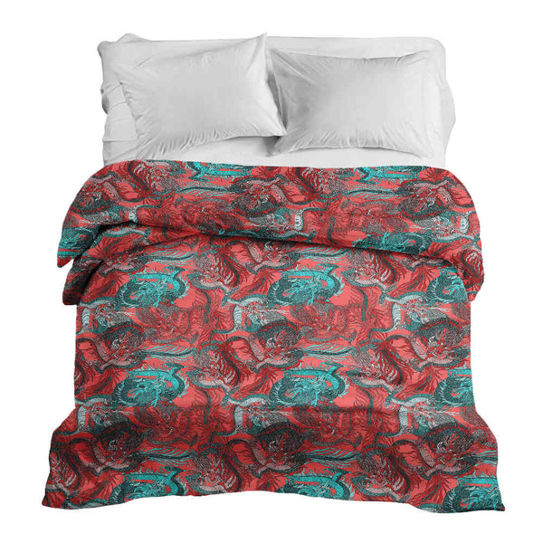 Coperta terapeutica originale - Rivestimento in cotone astratto rosso