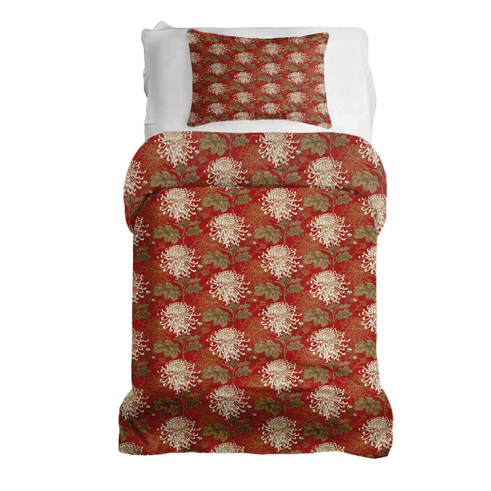 Set di biancheria da letto con coperta terapeutica Rosso grande fiore