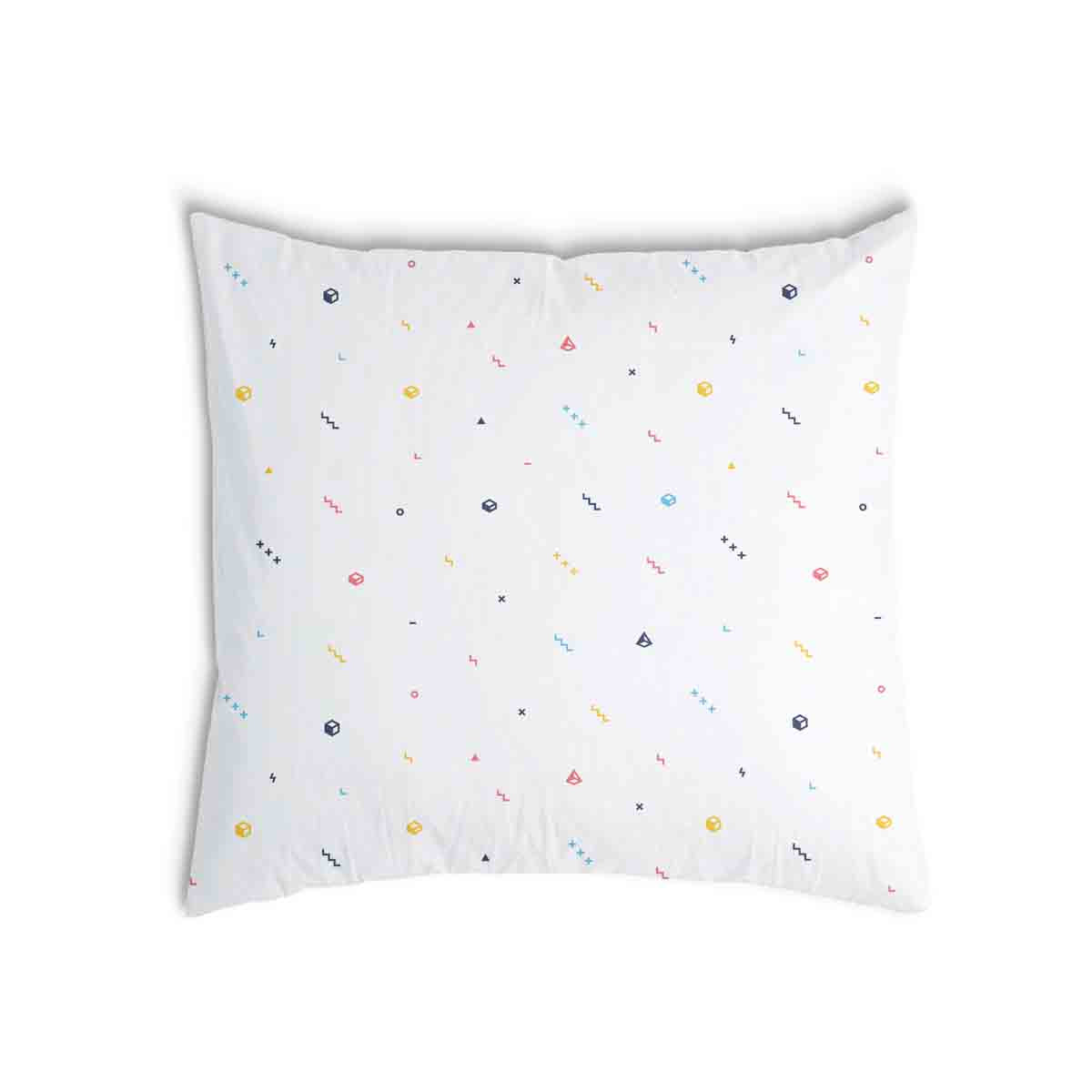 Cuscino sanitario bianco con forme colorate
