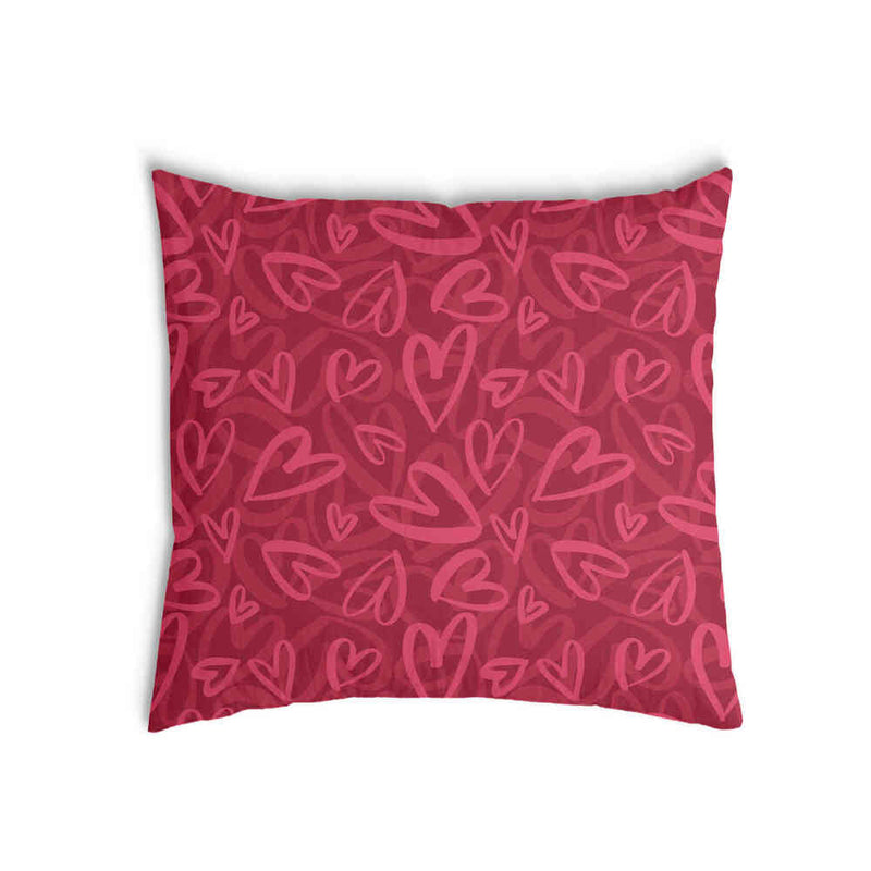 Cuscino sanitario rosso con motivo a cuore rosa