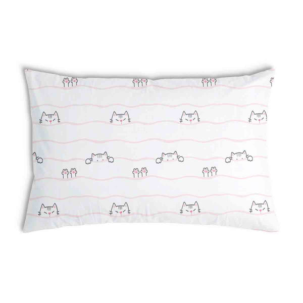 Cuscino sanitario bianco con piccoli gatti
