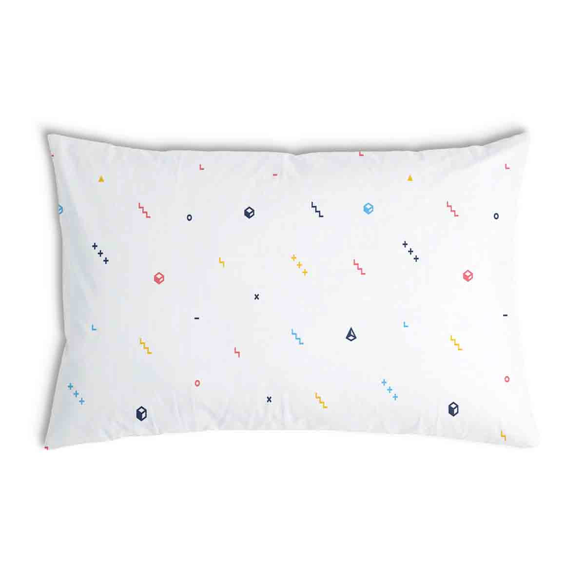 Cuscino sanitario bianco con forme colorate