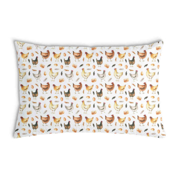 Cuscino sanitario bianco con galline