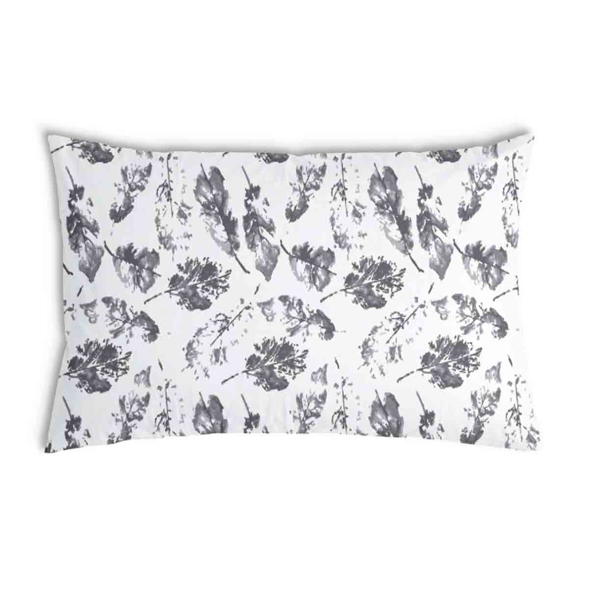 Cuscino sanitario bianco con foglie grigie