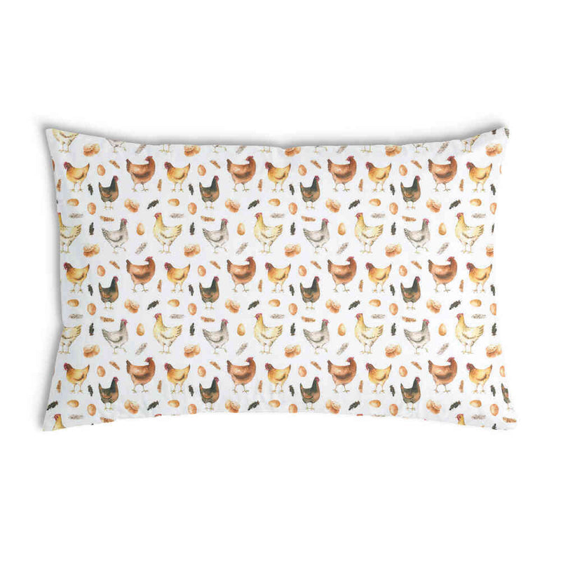 Cuscino sanitario bianco con galline