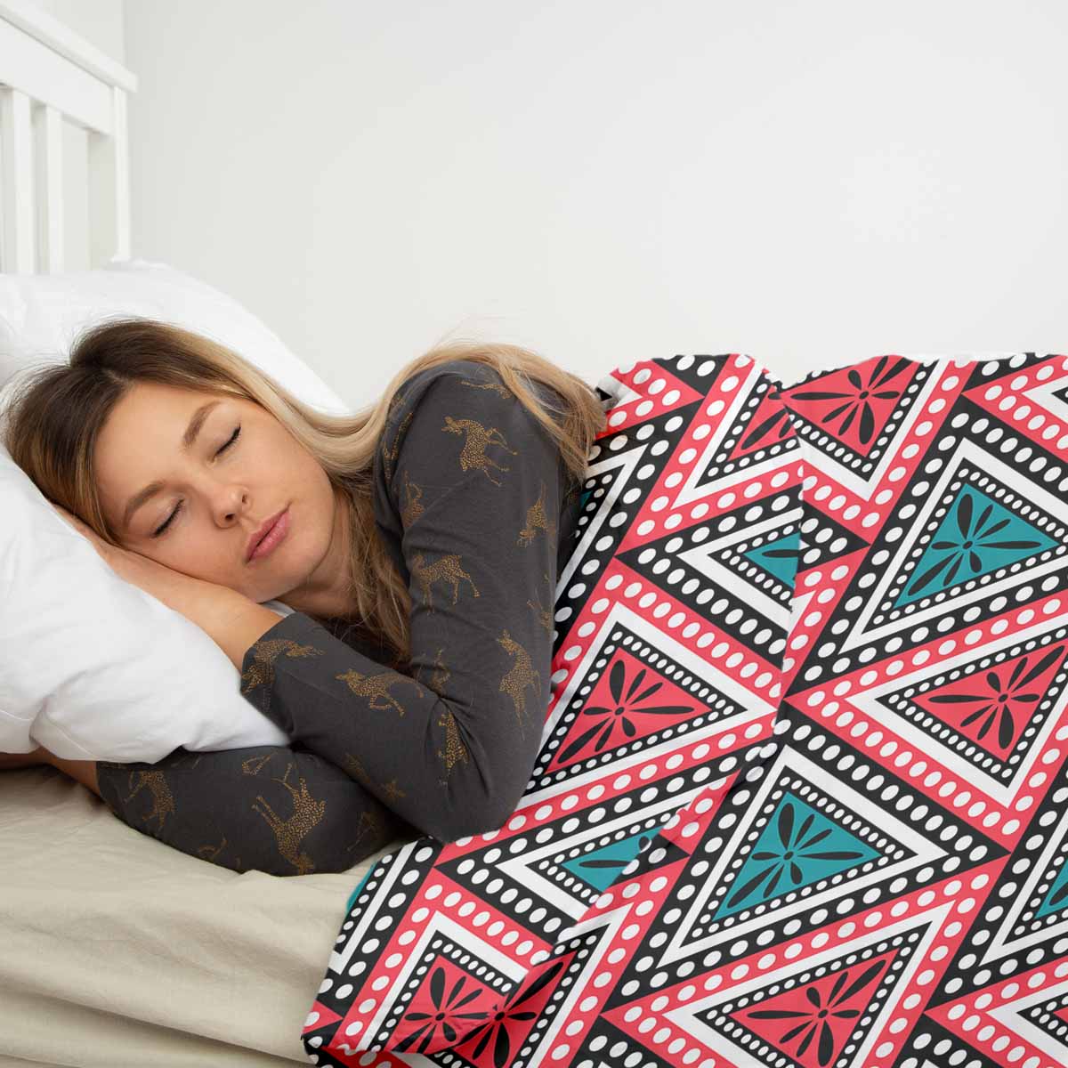 Coperta terapeutica originale - Rivestimento in cotone con triangoli colorati