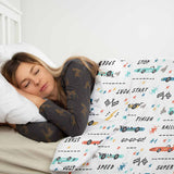 Set di biancheria da letto con coperte terapeutiche bianco con macchine da corsa