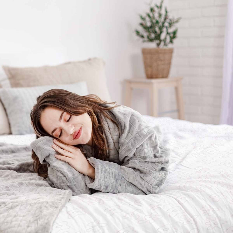 Coperta terapeutica originale - Rivestimento in cotone bianco con delicati fiori