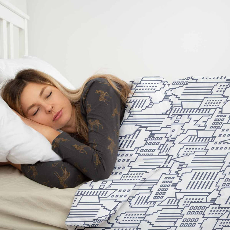 Set di biancheria da letto con coperta terapeutica bianca New York