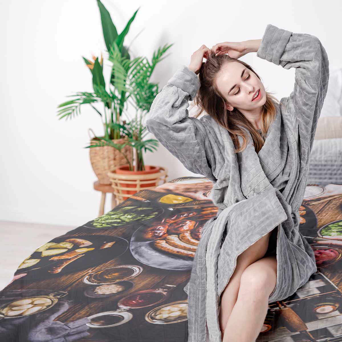 Set di biancheria da letto con coperta terapeutica e piatto per salsicce