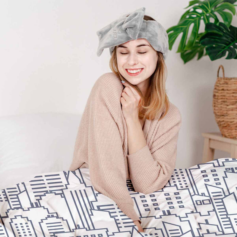 Set di biancheria da letto con coperta terapeutica bianca New York
