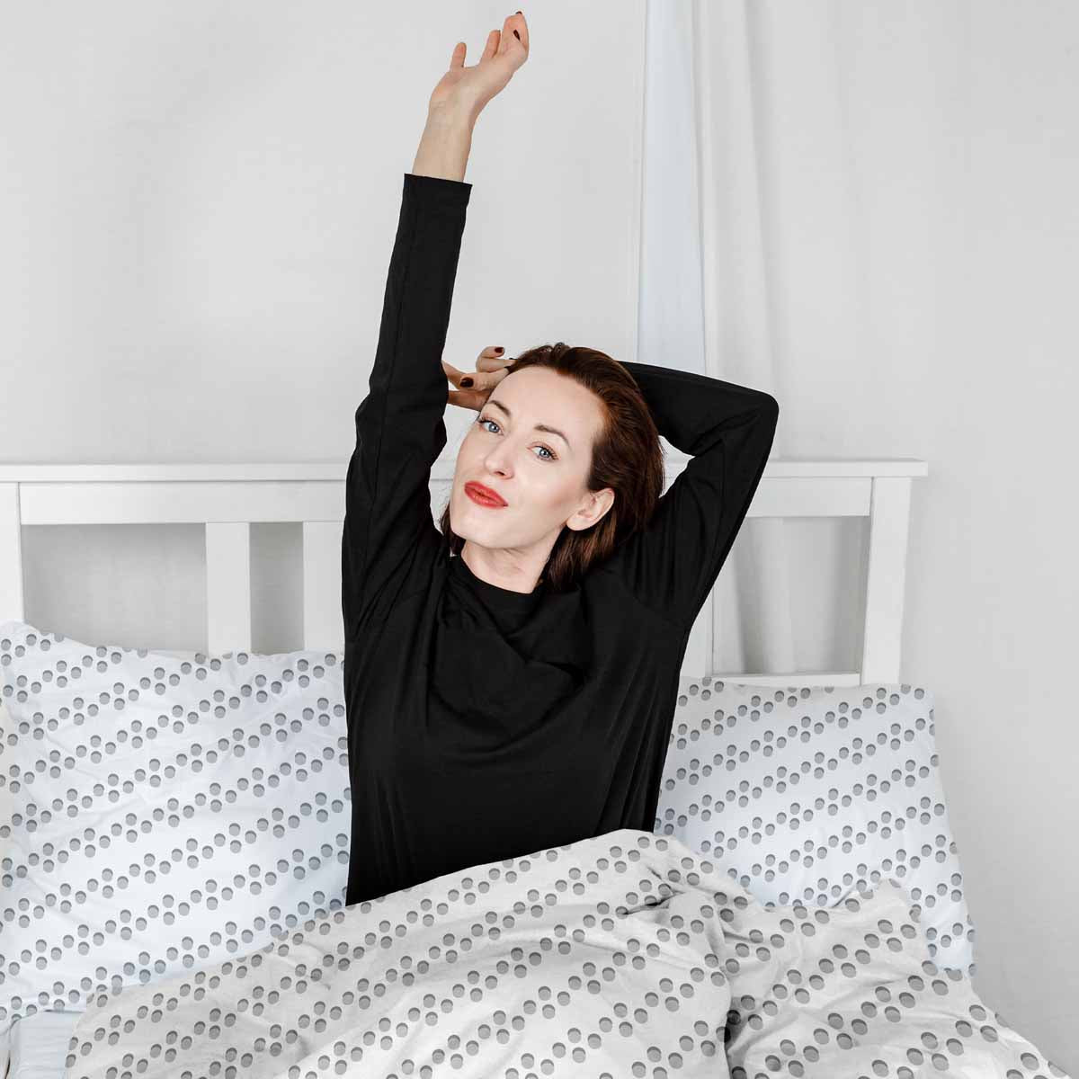 Set di biancheria da letto con coperte terapeutiche bianco con cerchi grigi