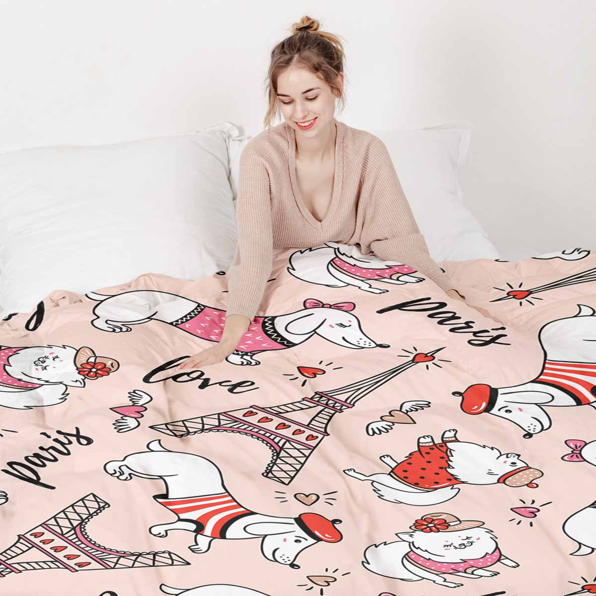 Set di biancheria da letto con coperta terapeutica per cani a Parigi