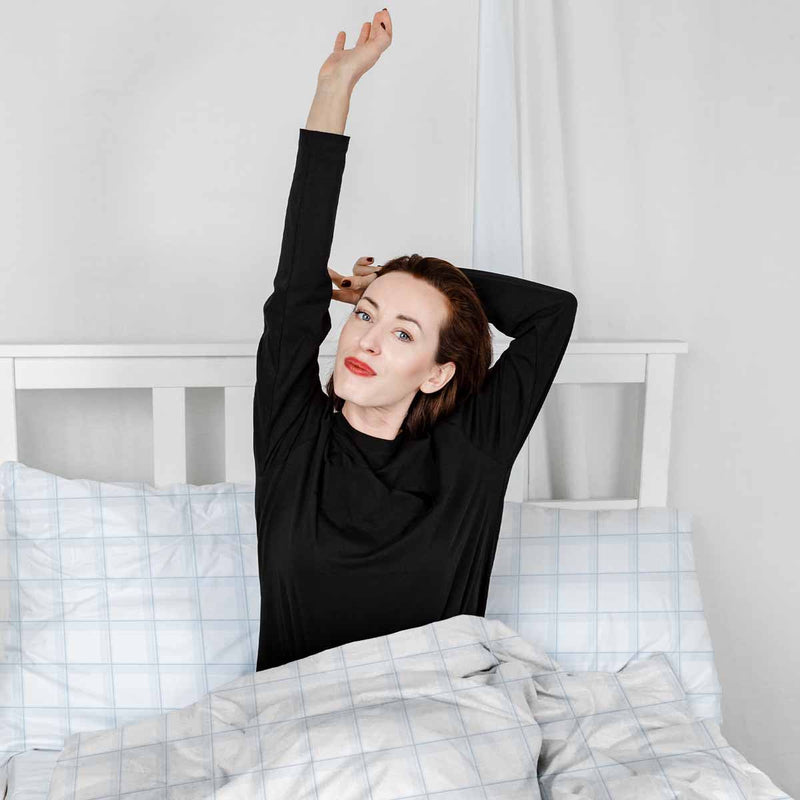 Set di biancheria da letto con coperta terapeutica bianco blu a quadri