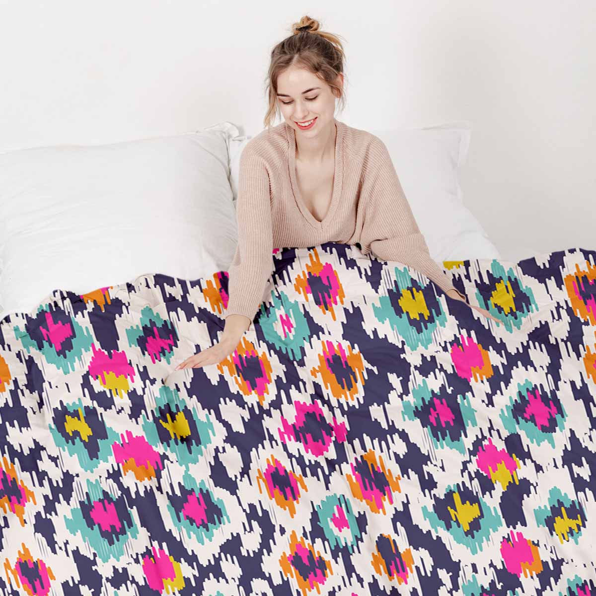 Set di biancheria da letto con coperta terapeutica colorata con stampa leopardata