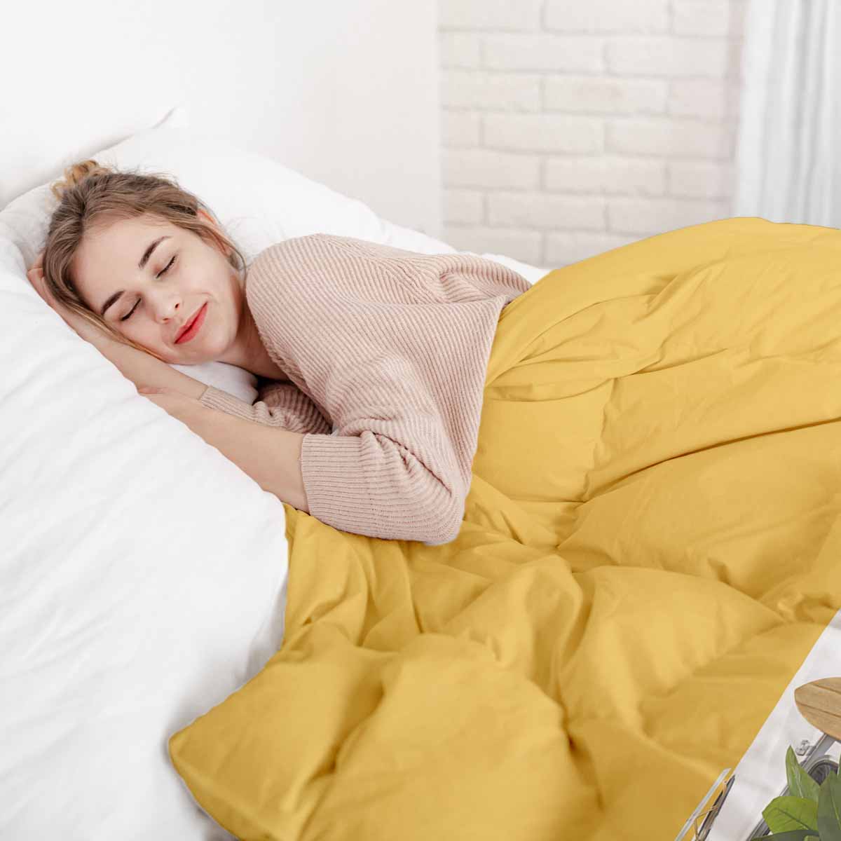 Set di biancheria da letto con coperta terapeutica gialla con autobus