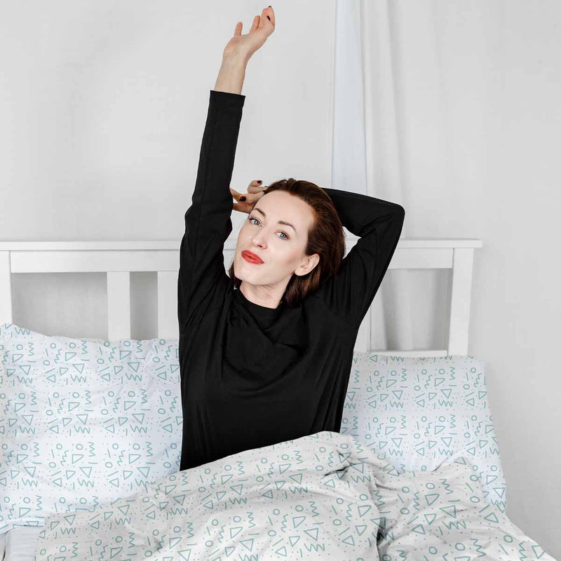 Coperta terapeutica originale - Rivestimento in cotone bianco con forme blu