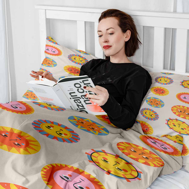 Coperta terapeutica originale - Rivestimento in cotone beige con sole