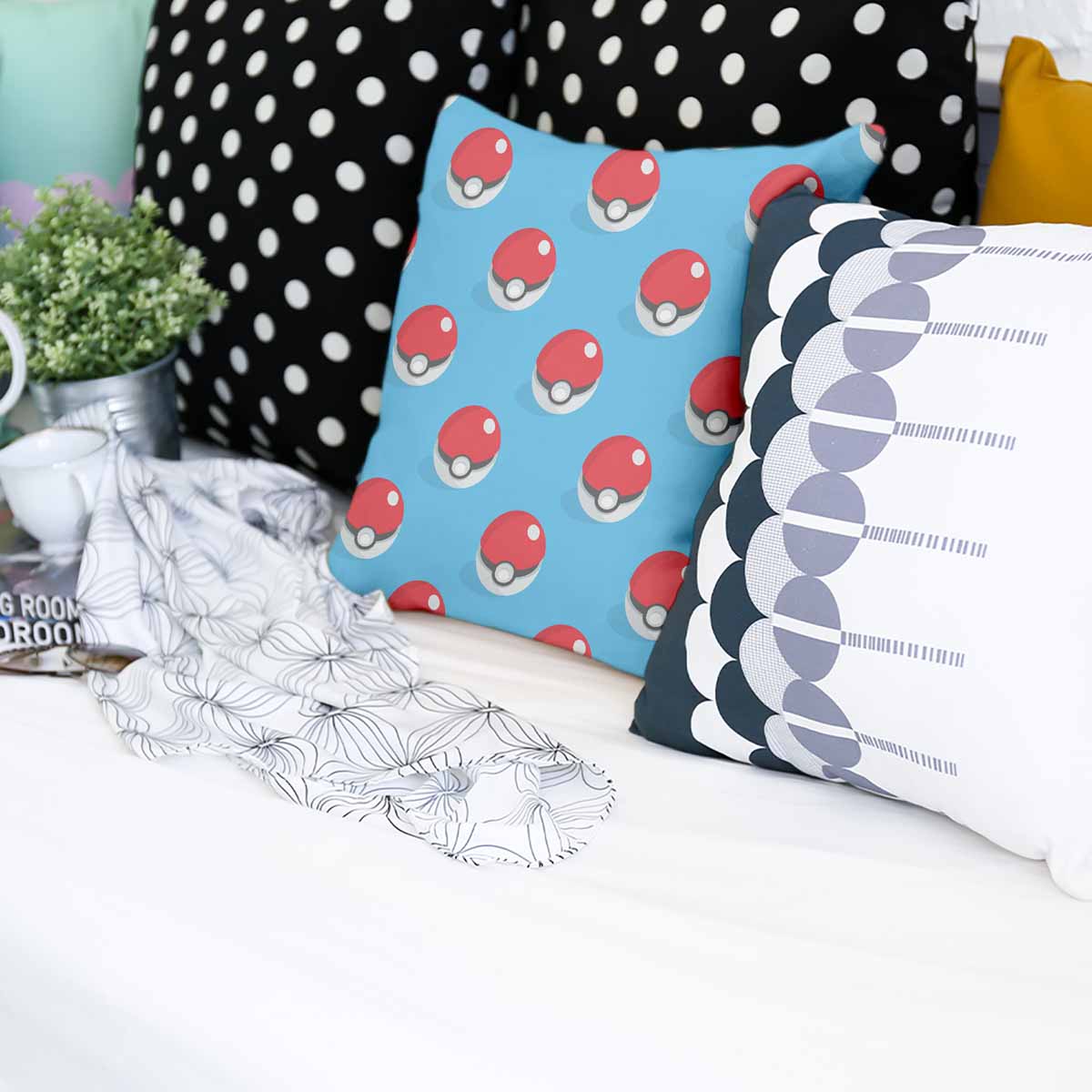 Cuscino sanitario azzurro chiaro con Pokemon