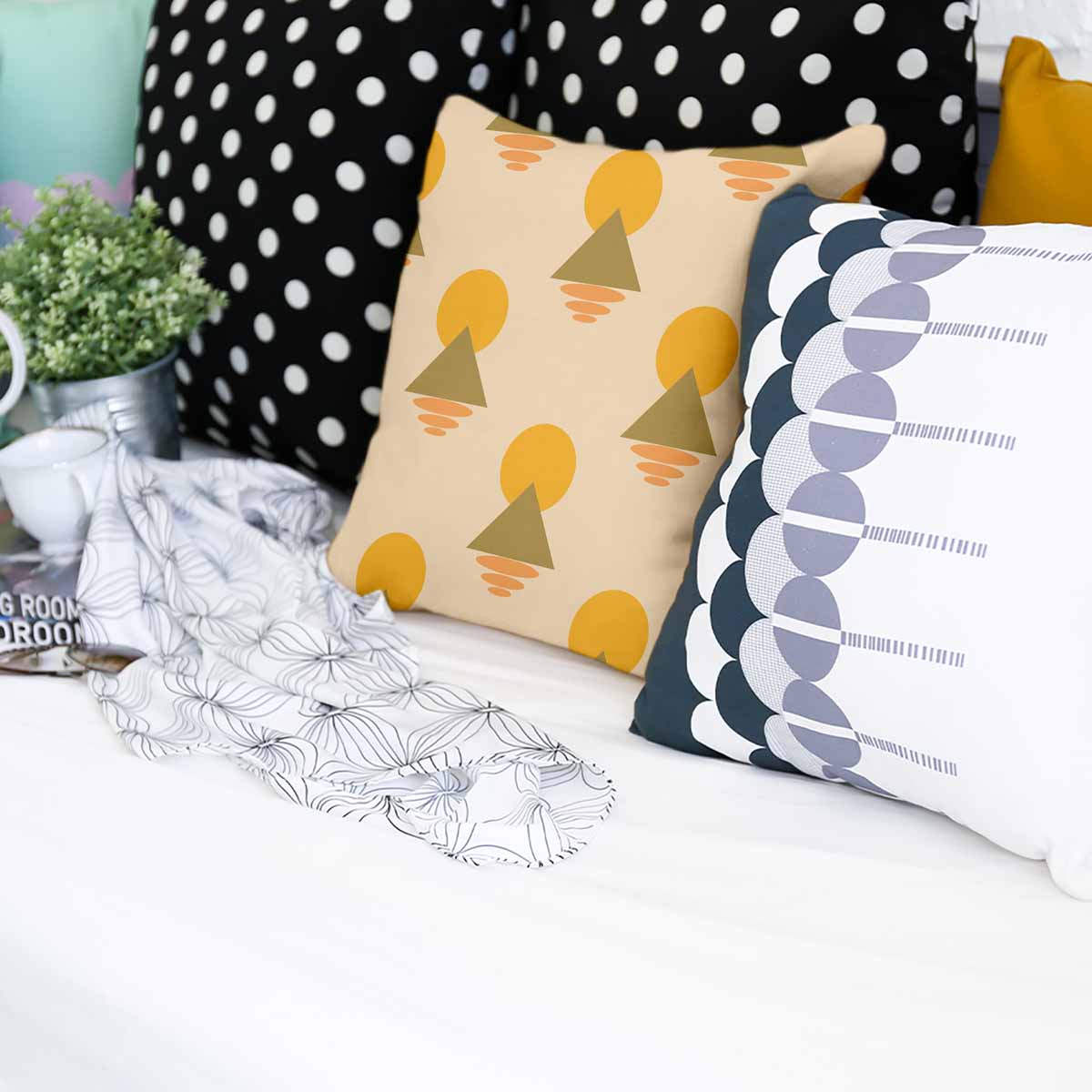 Cuscino sanitario con forme gialle