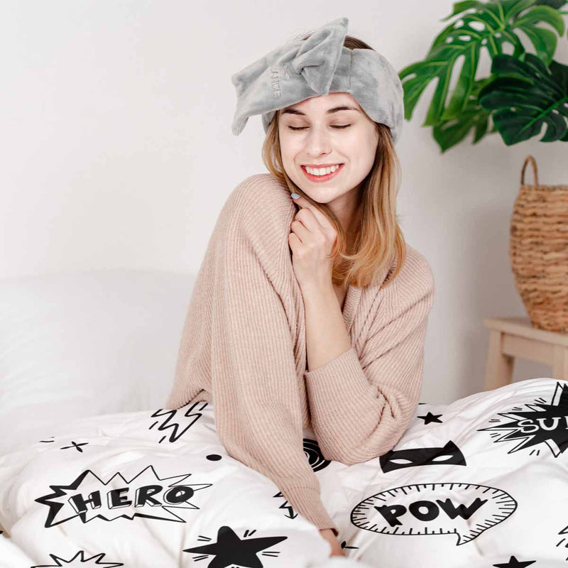 Set di biancheria da letto con coperte terapeutiche bianche con supereroi