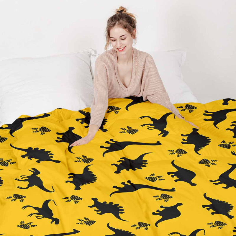 Coperta terapeutica originale - Rivestimento in cotone giallo con dinosauri