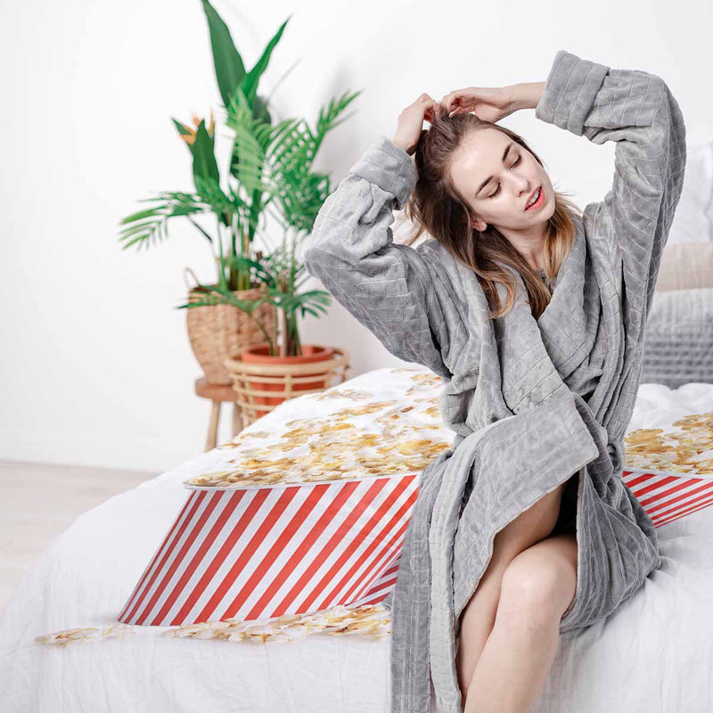 Set di biancheria da letto con coperta terapeutica bianca con popcorn