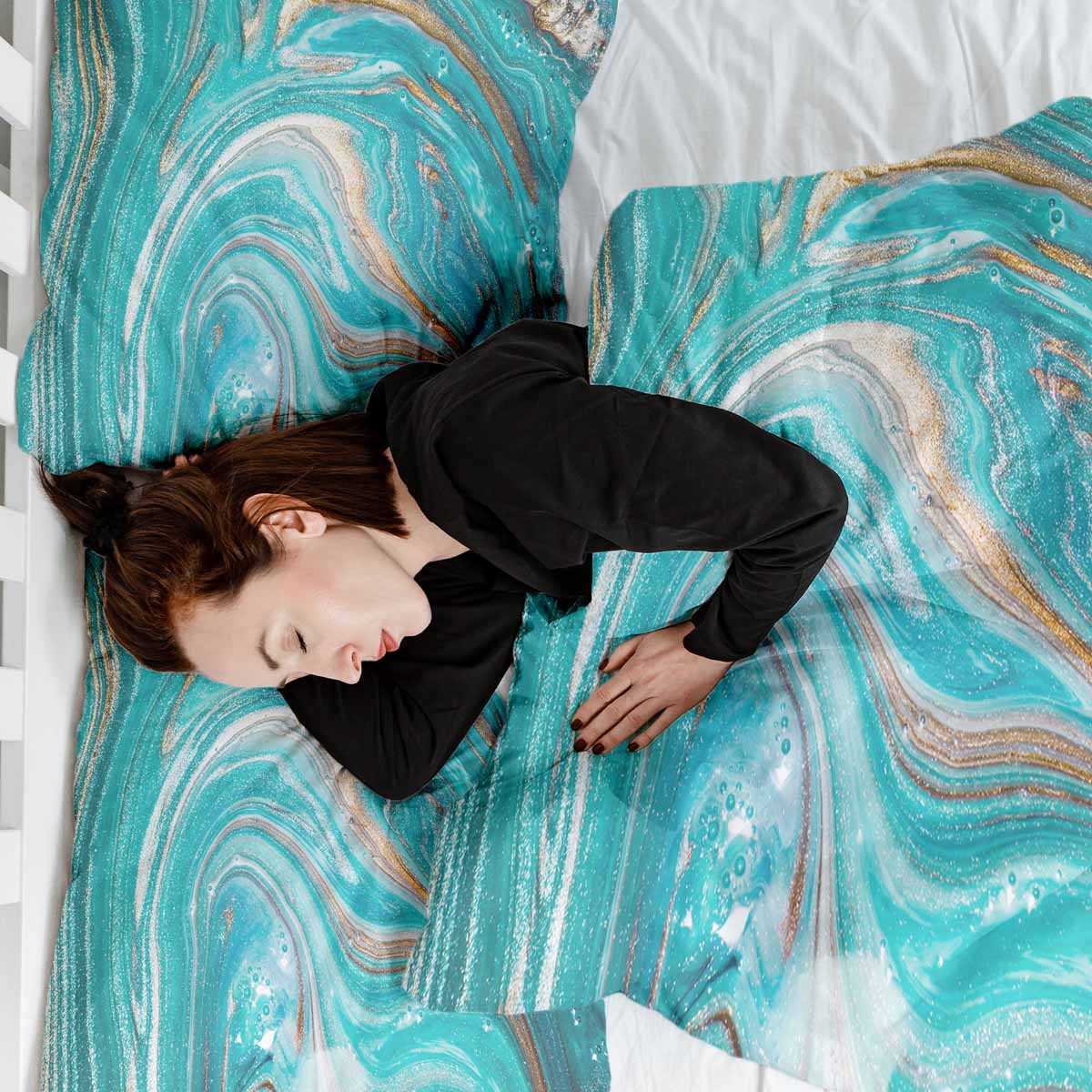 Set di biancheria da letto con coperta terapeutica marmo turchese