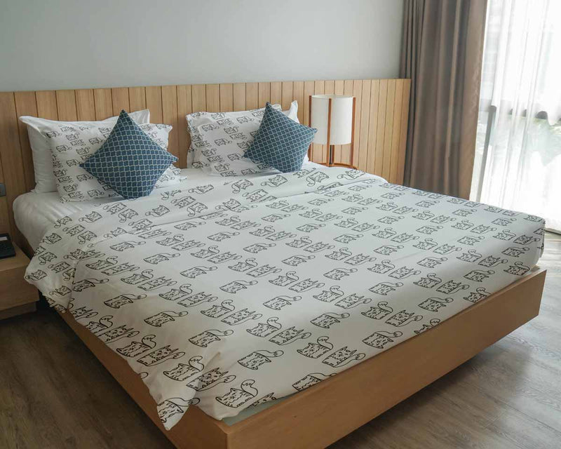 Coperta terapeutica originale - Rivestimento in cotone bianco con gatto