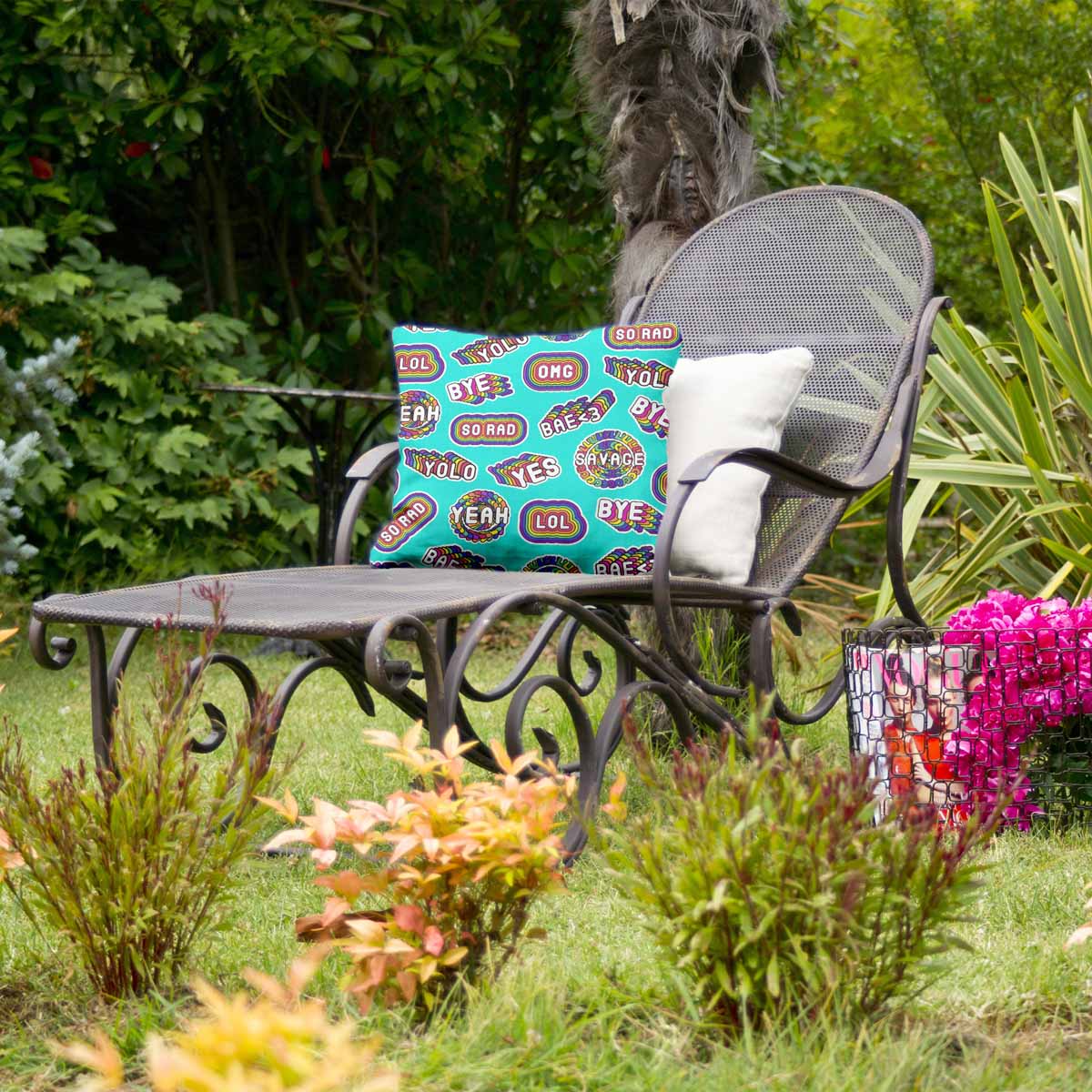 Cuscino salute turchese con scritte