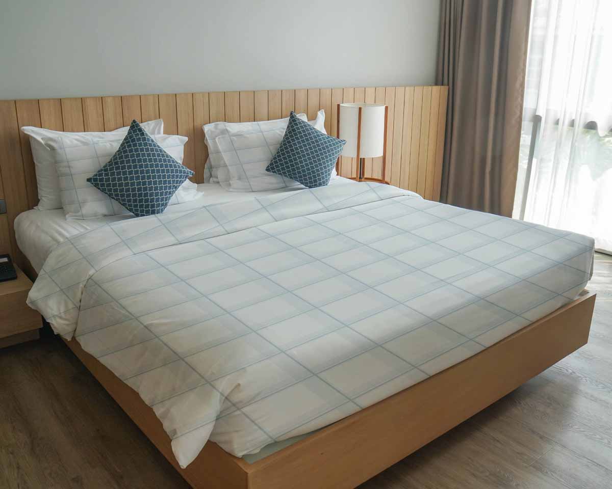 Coperta terapeutica originale - Rivestimento in cotone bianco a quadri blu