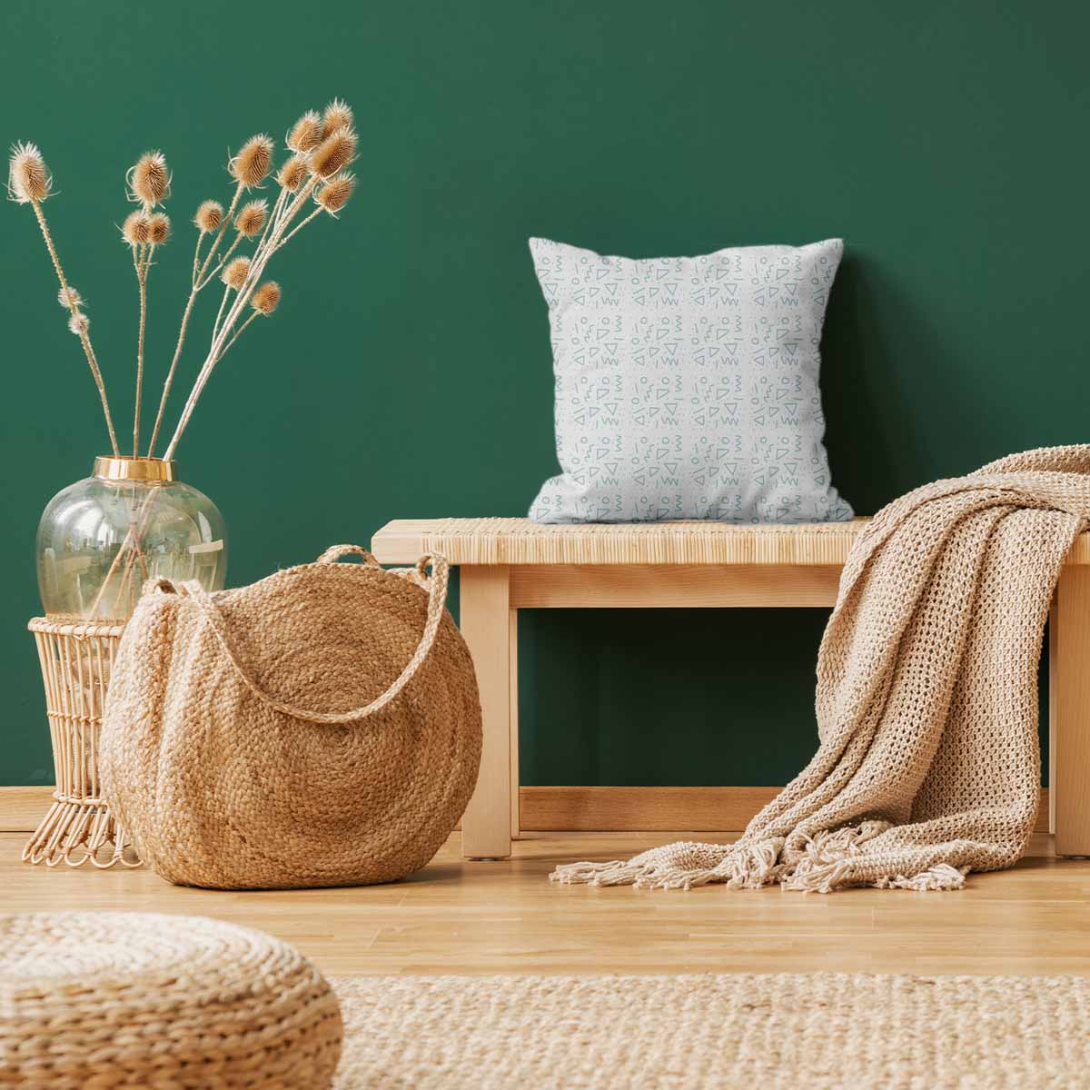 Cuscino sanitario bianco con forme blu