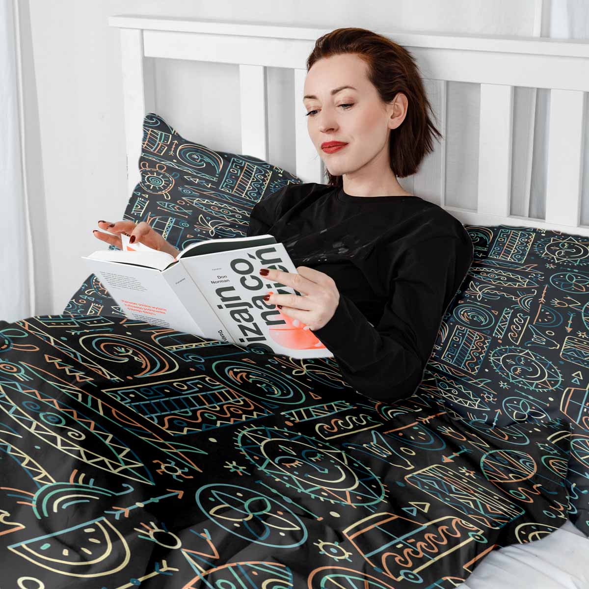 Set di biancheria da letto con coperta terapeutica con motivo hawaiano verde