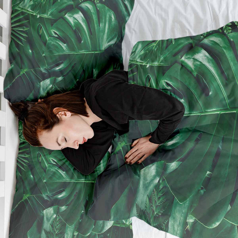 Coperta terapeutica originale - Rivestimento in cotone con pianta di Monstera