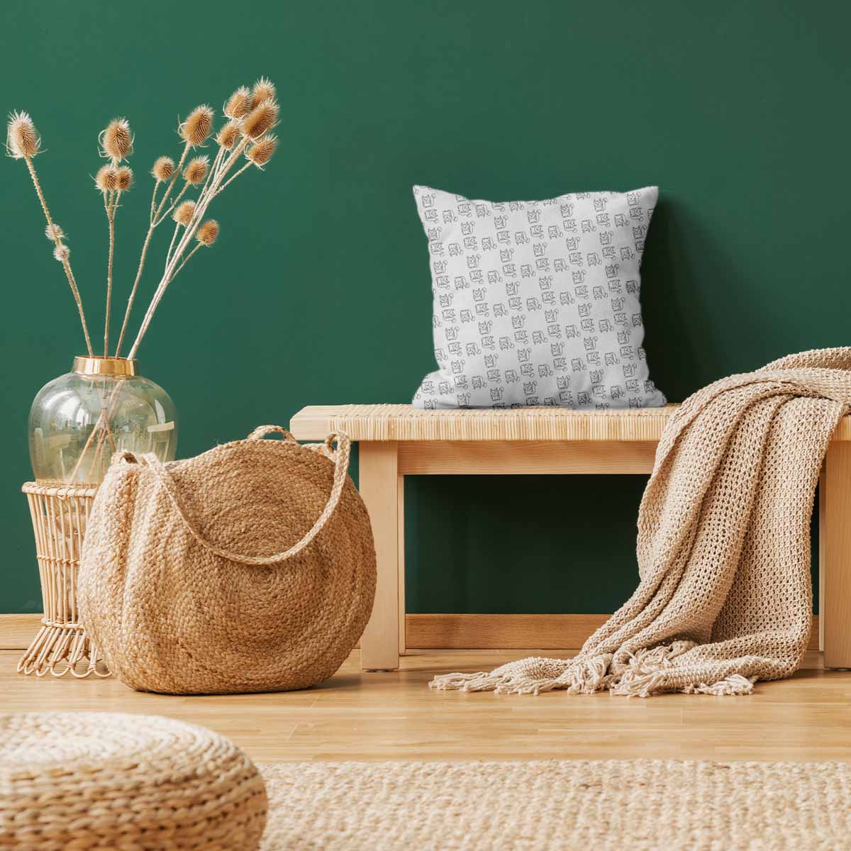 Cuscino sanitario bianco con gatto