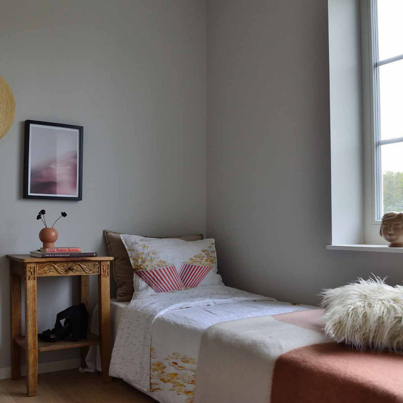 Set di biancheria da letto con coperta terapeutica bianca con popcorn