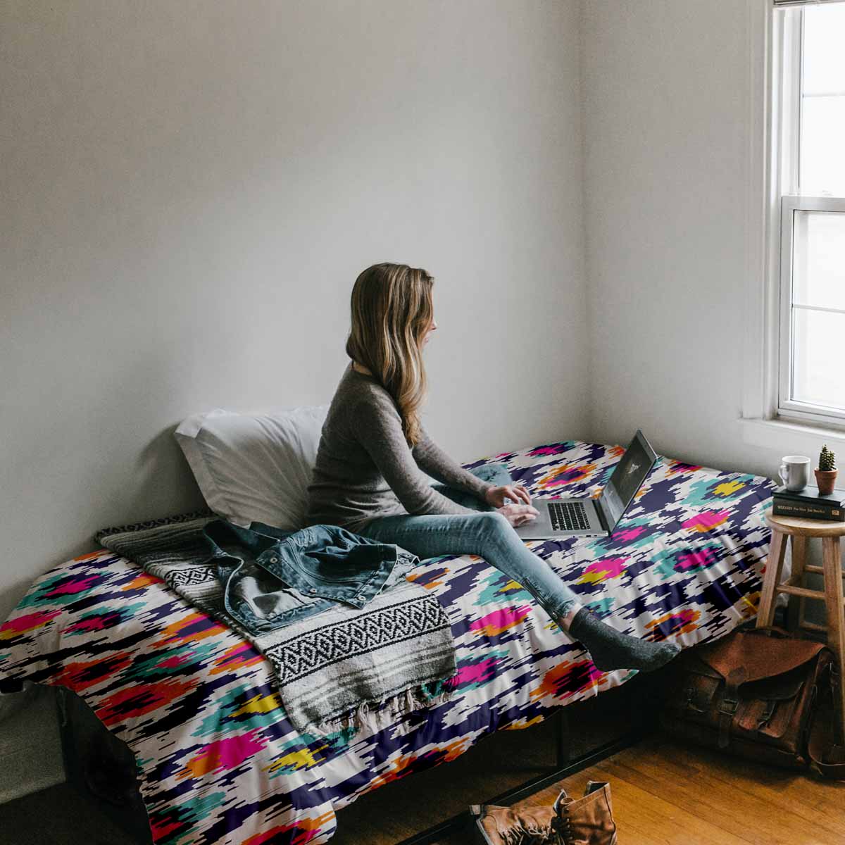 Set di biancheria da letto con coperta terapeutica colorata con stampa leopardata