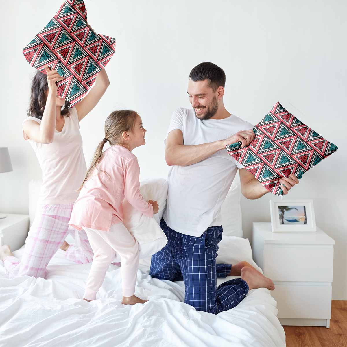 Cuscino sanitario con triangoli colorati