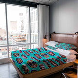 Coperta terapeutica originale - Rivestimento in cotone turchese con scritte