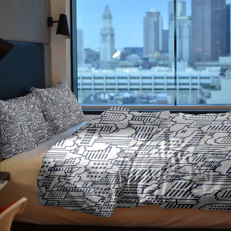 Set di biancheria da letto con coperta terapeutica bianca New York