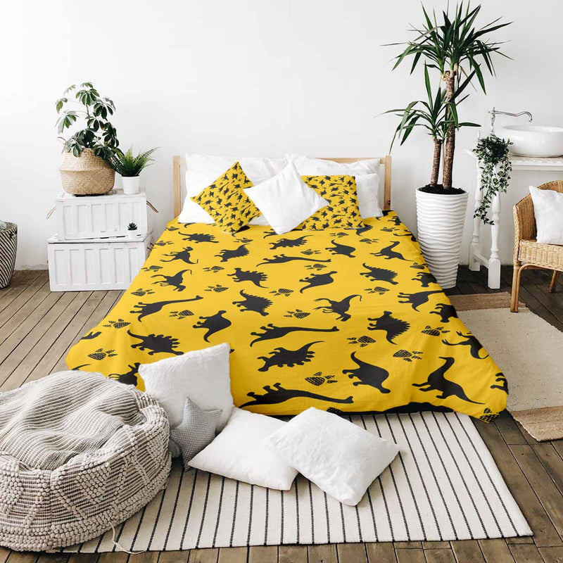 Set di biancheria da letto con coperte terapeutiche gialle con dinosauri