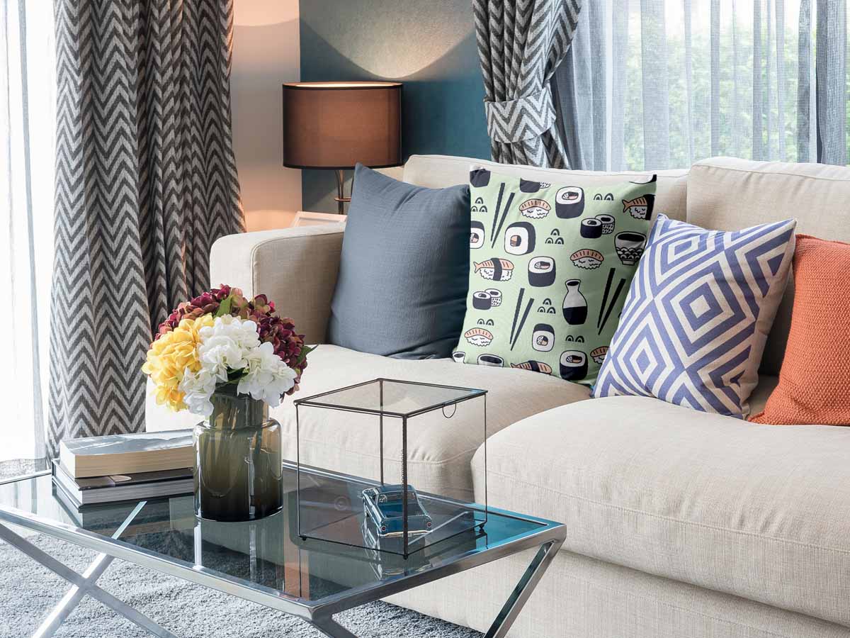 Cuscino per la salute verde chiaro con sushi