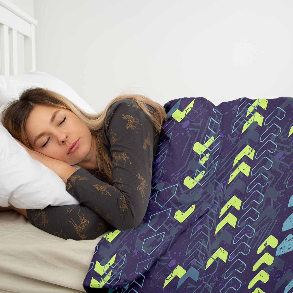 Coperta terapeutica originale - Rivestimento in cotone blu scuro con frecce