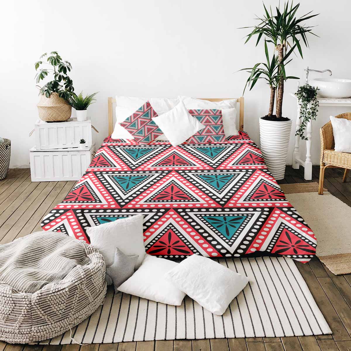 Set di biancheria da letto con coperte terapeutiche e triangoli colorati