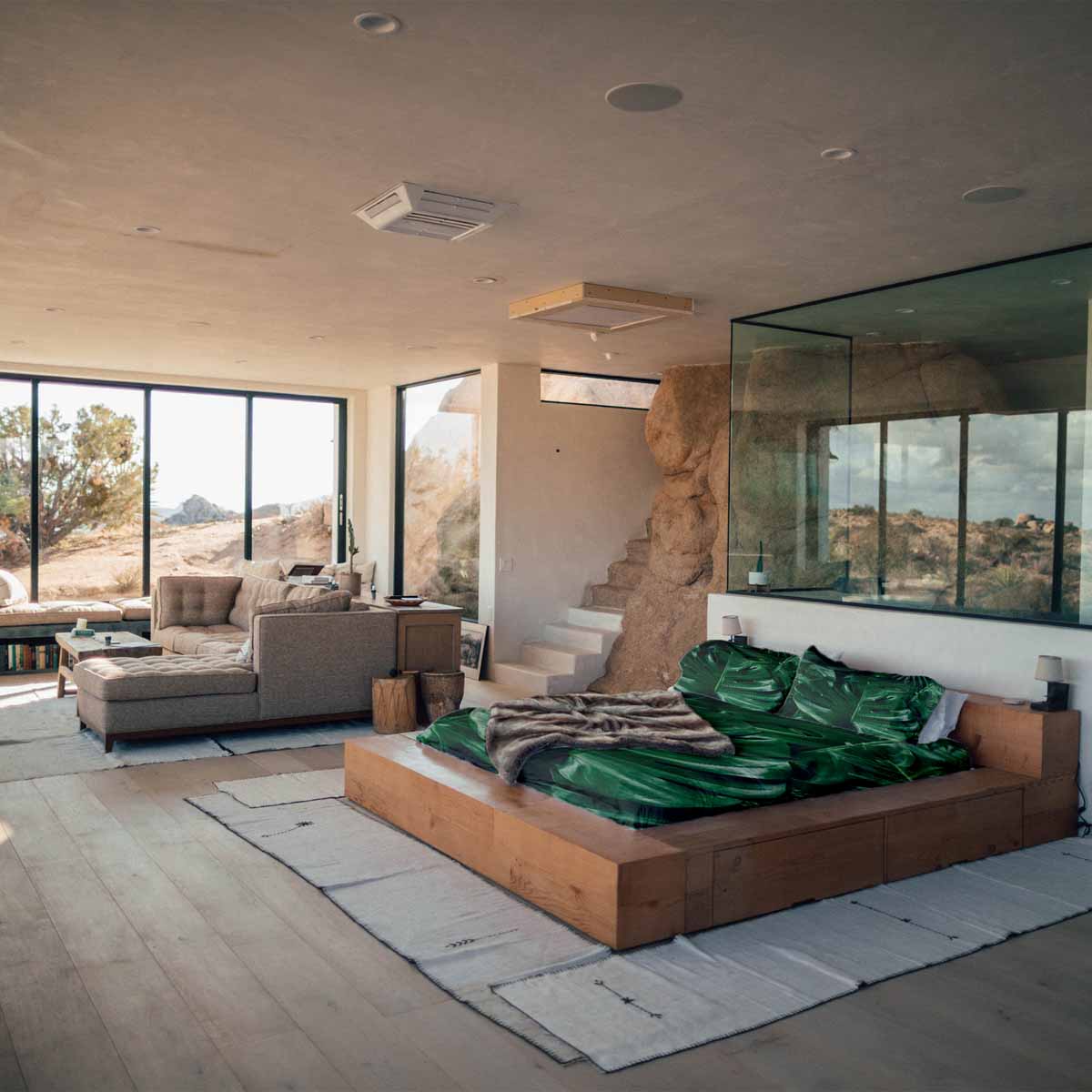 Coperta terapeutica originale - Rivestimento in cotone con pianta di Monstera