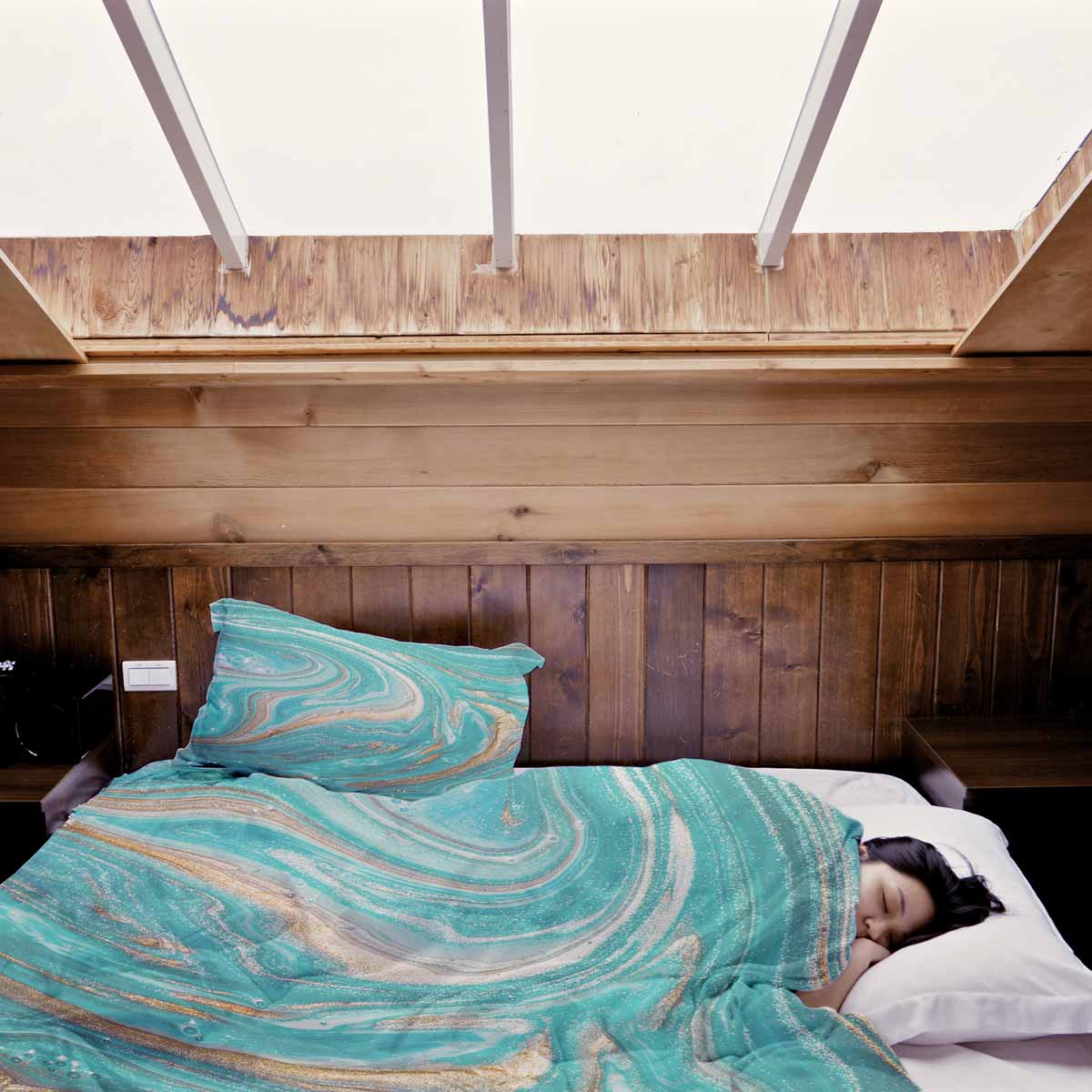 Set di biancheria da letto con coperta terapeutica marmo turchese