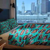 Coperta terapeutica originale - Rivestimento in cotone turchese con scritte